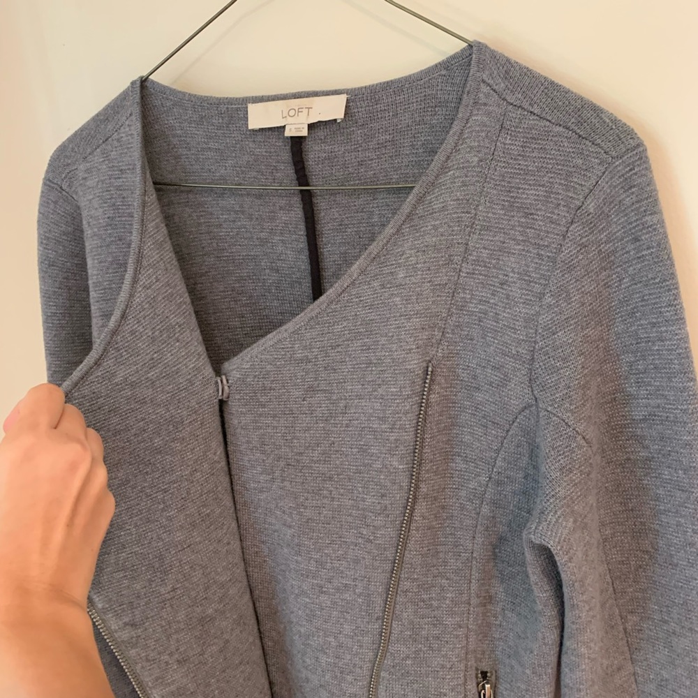LOFT biker inspired grey jacket - Picture 4 of 7